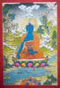 Medicine Buddha Thangka – 24K Gold Detail – Radiance of Lapis Light