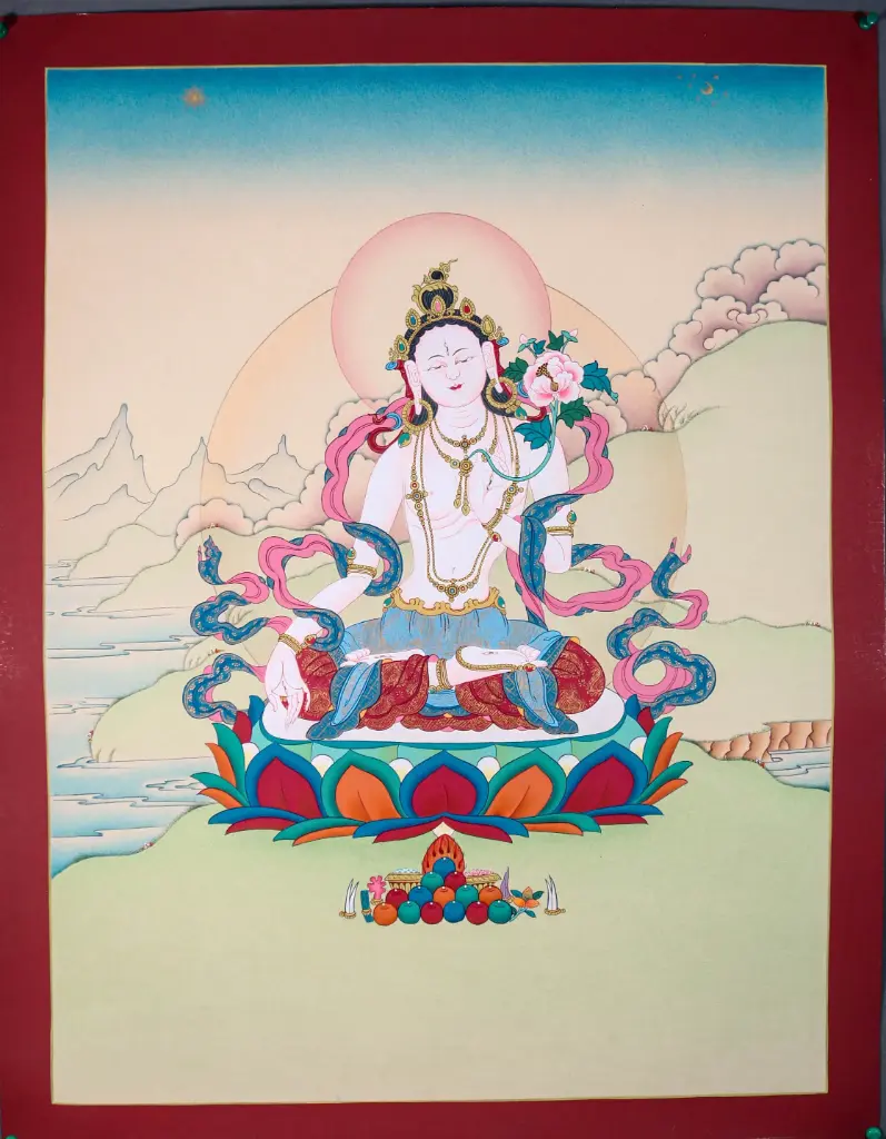 White Tara Thangka – Karma Gadri Style
