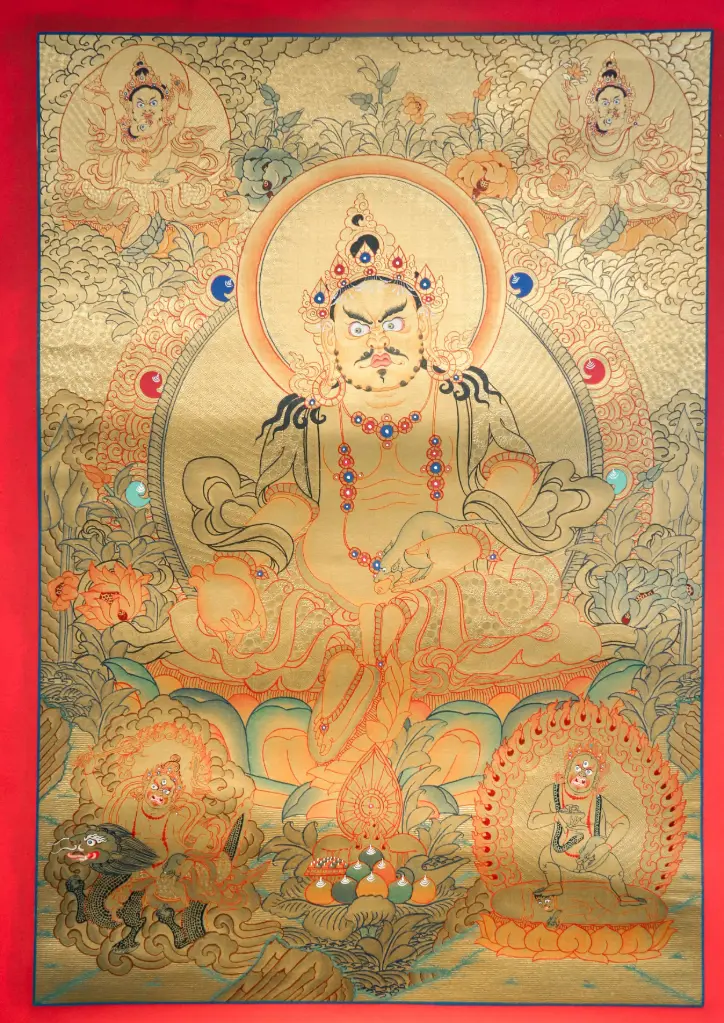 Five Jambhala Thangka – Serthang Gold Style