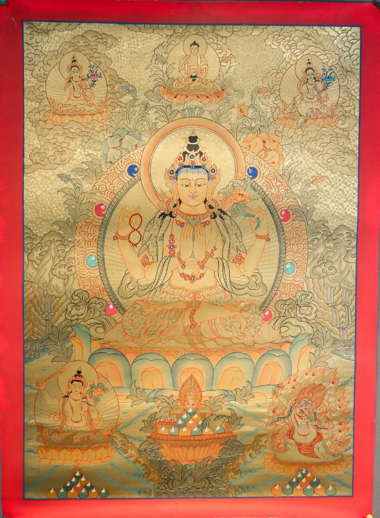Chenrezig Thangka – Golden Serthang Assembly
