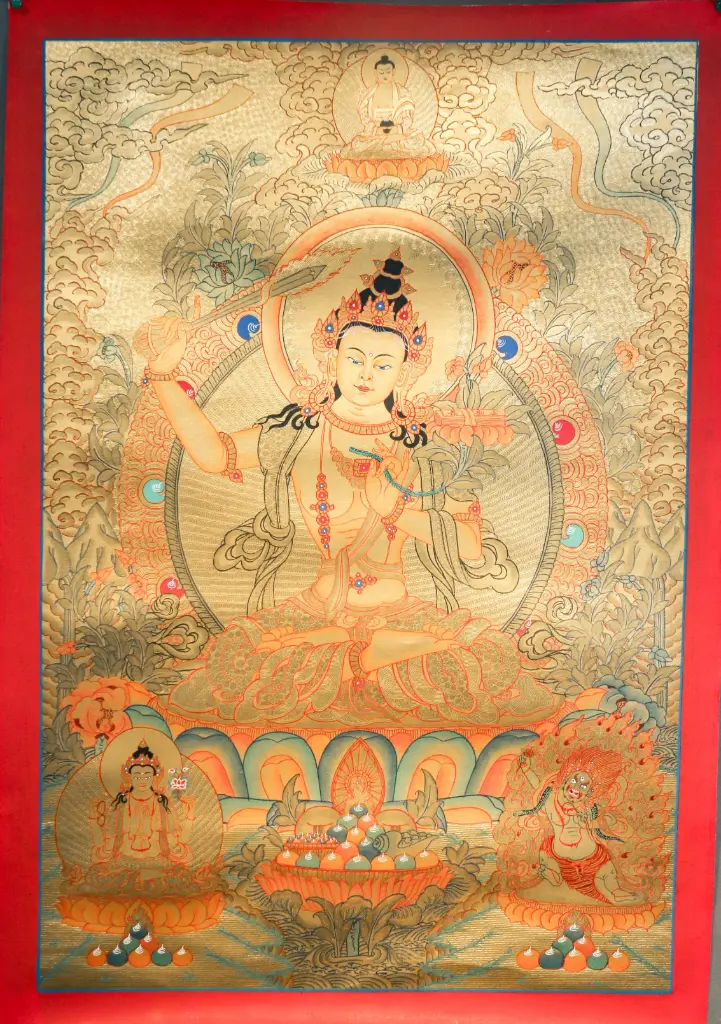 Manjushri Thangka – Golden Serthang Masterpiece