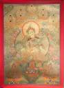 Green Tara Thangka – Five Dhyani Assembly