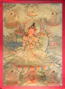 Manjushri on Lion Thangka (Five‑Fold Gold Serthang)