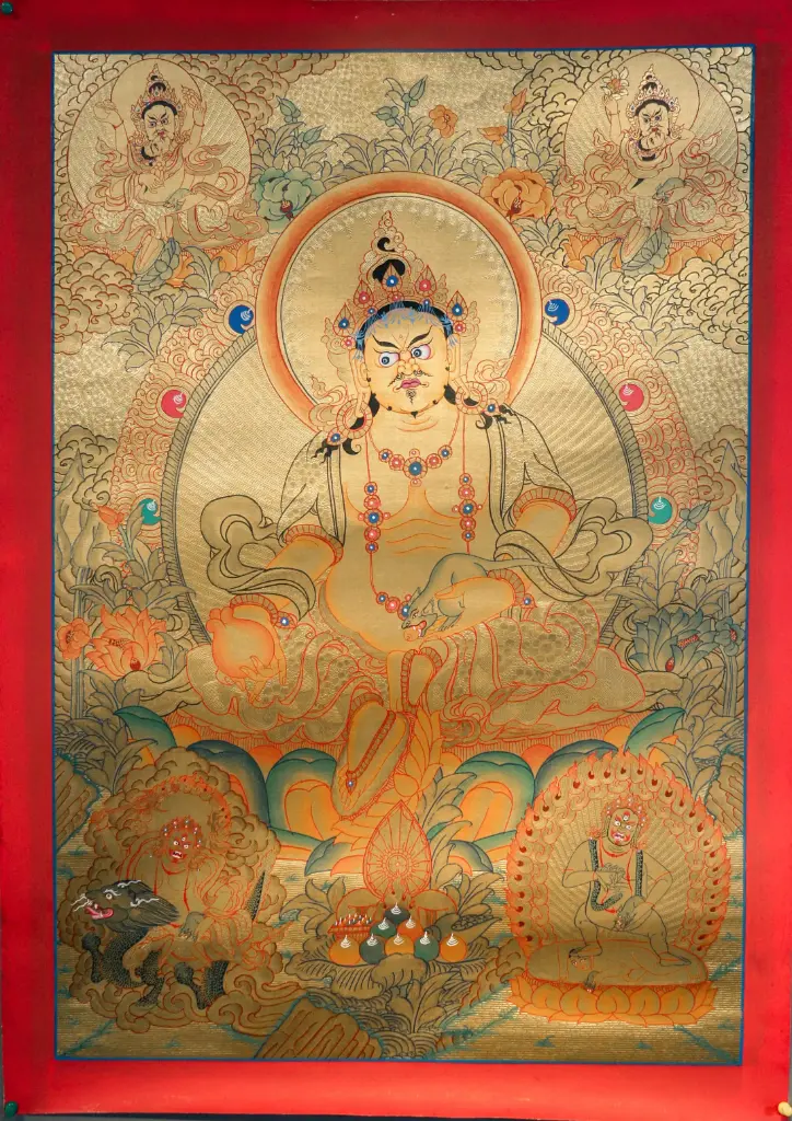 Five Jambhala Thangka – Serthang Gold Style