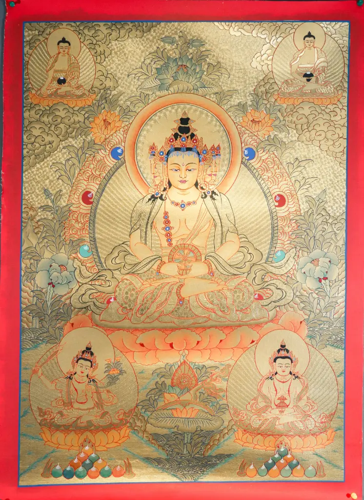 Maha Vairocana Thangka – Golden Assembly
