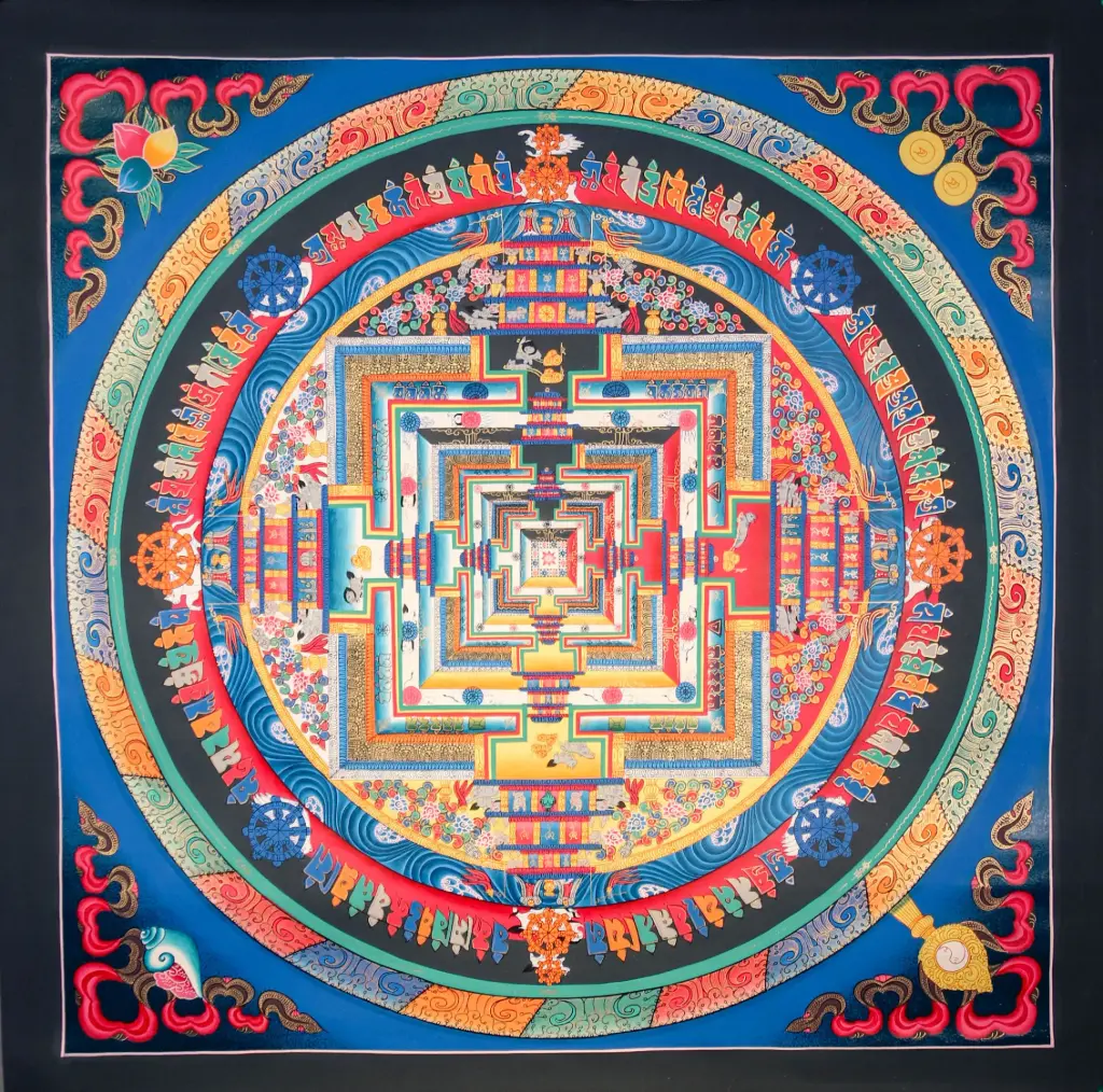 Kalachakra Mandala – Auspicious Corner Symbols