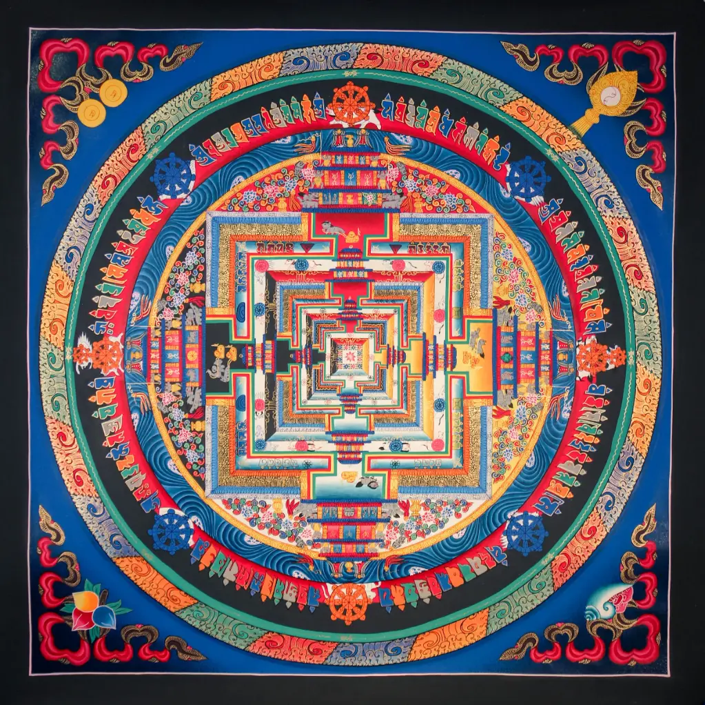 Kalachakra Mandala – Auspicious Corner Symbols