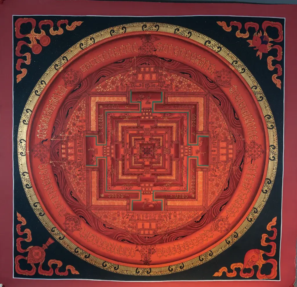 Red Kalachakra Mandala Thangka