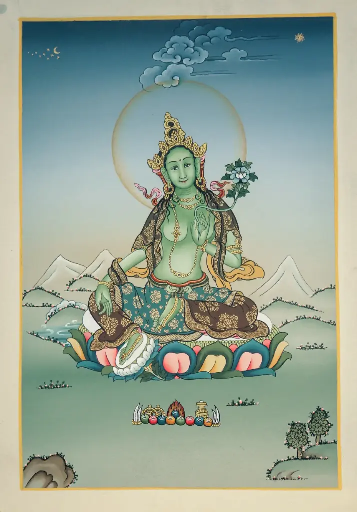 Green Tara Thangka – Karma Gadri Style