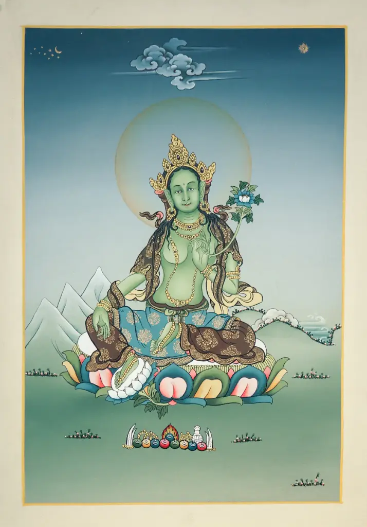 Green Tara Thangka – Karma Gadri Style