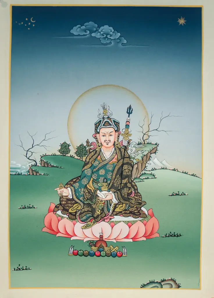 Guru Rinpoche Thangka – Karma Gadri Style – The Victorious Lotus Born