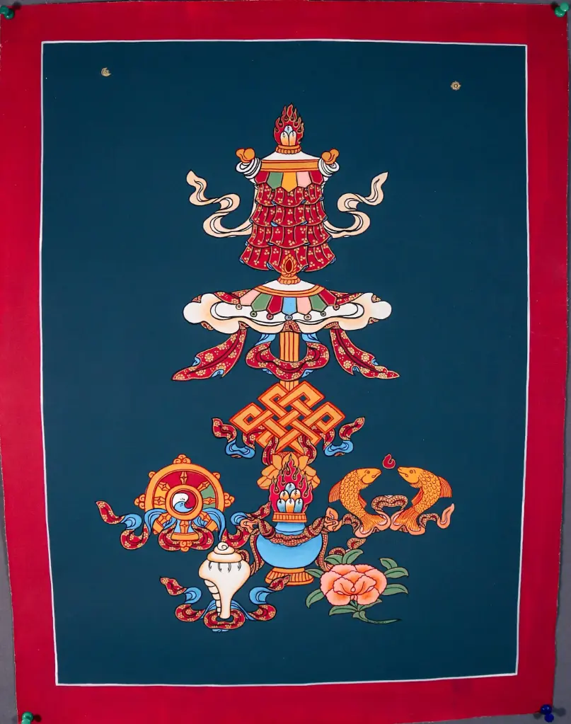 Astamangala Thangka – Eight Auspicious Symbols