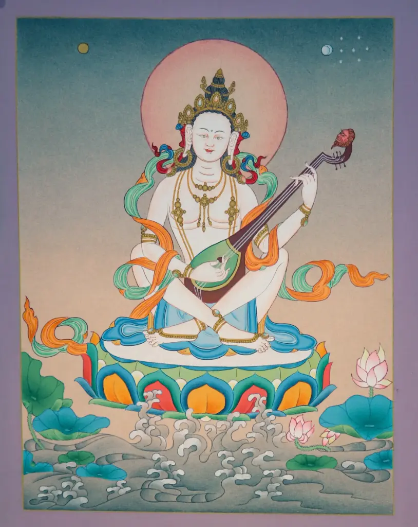 Saraswati Thangka – Karma Gadri Style