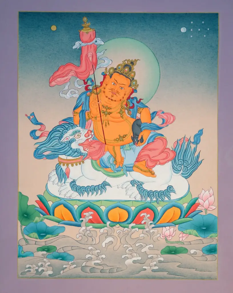 Vaishravana Thangka – Snow Lion Rider