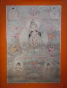White Tara Thangka (Radiant Silver Menri Masterpiece)