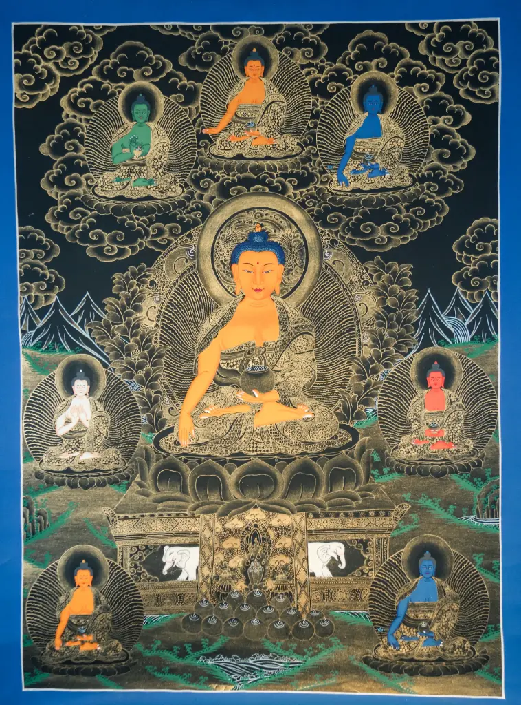 Shakyamuni Buddha Thangka – Eight Directional Assembly