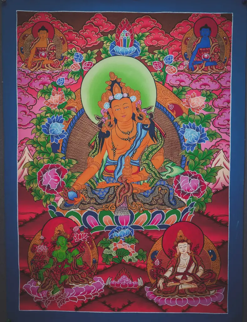 Ksitigarbha Thangka – Five-Deity Assembly