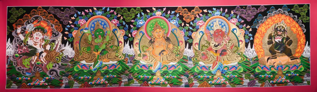 Five Jambhala Thangka (Lateral Nagthang Panorama)