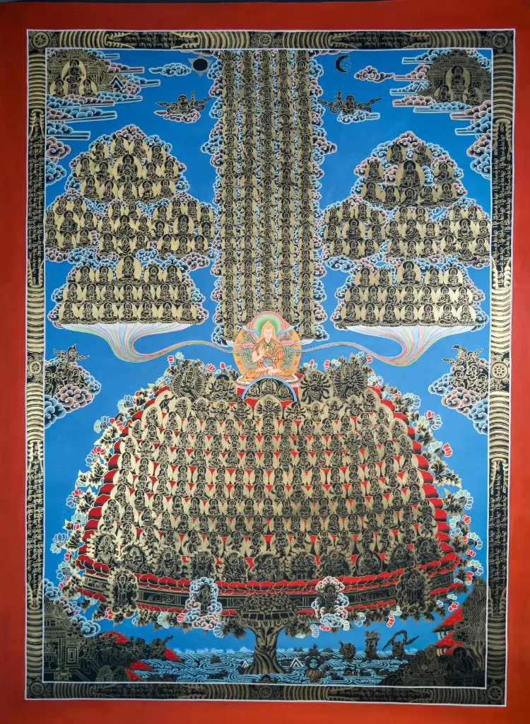 Tsongkhapa Refuge Tree Thangka – The Gelugpa Assembly