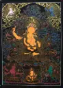 Five Manjushri with Yellow Jambhala Thangka