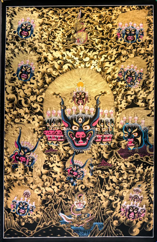 Vajrakilaya Thangka – Nagthang Dark Sky Style – Sacred Protective Power