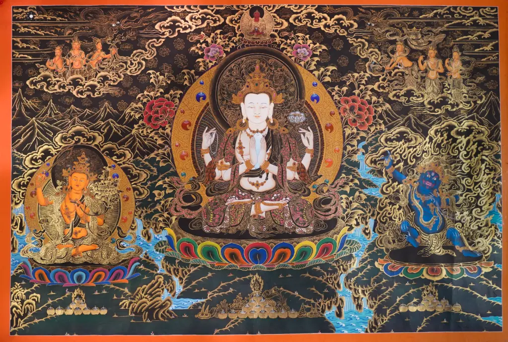 Chenrezig & Rigsum Gonpo Thangka