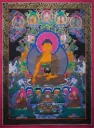 Shakyamuni Buddha Thangka (Consecrated Nagthang Masterpiece with Five Dhyani Buddha)