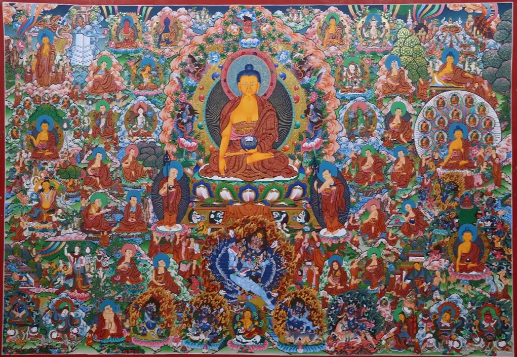 Shakyamuni Buddha Thangka – Life Story Assembly