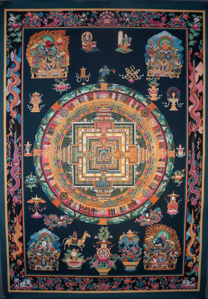 Kalachakra Mandala Thangka – Four Kings Assembly