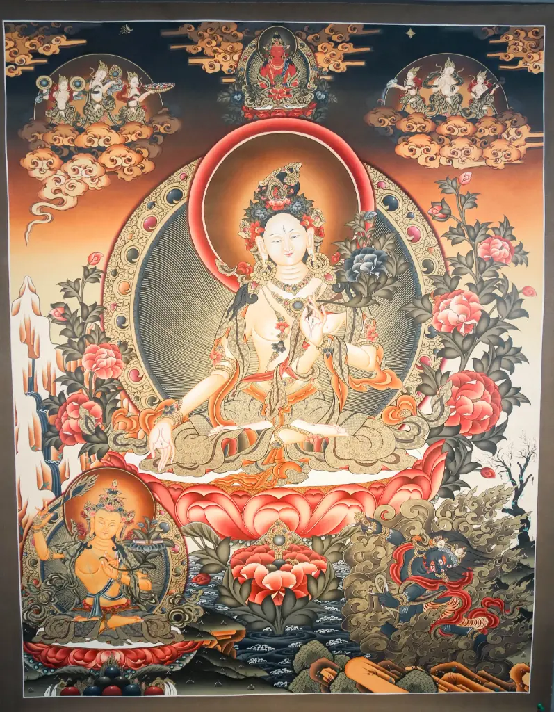 White Tara Thangka – Longevity Assembly – Radiance of Eternal Healing