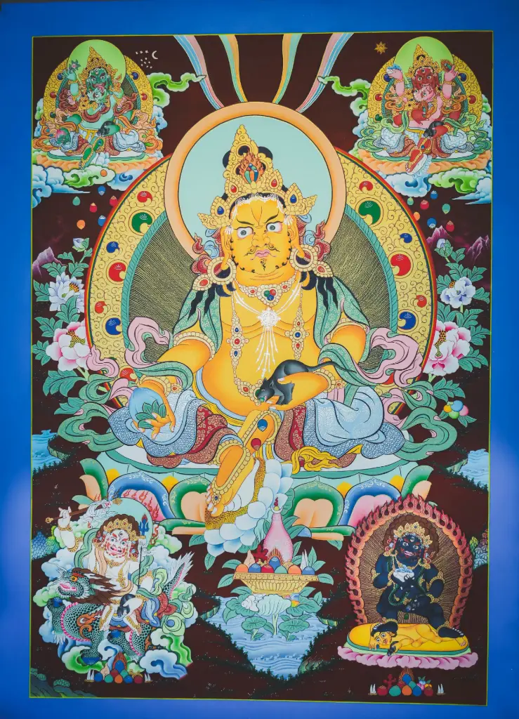 Five Jambhala Thangka – Menri Wealth Assembly