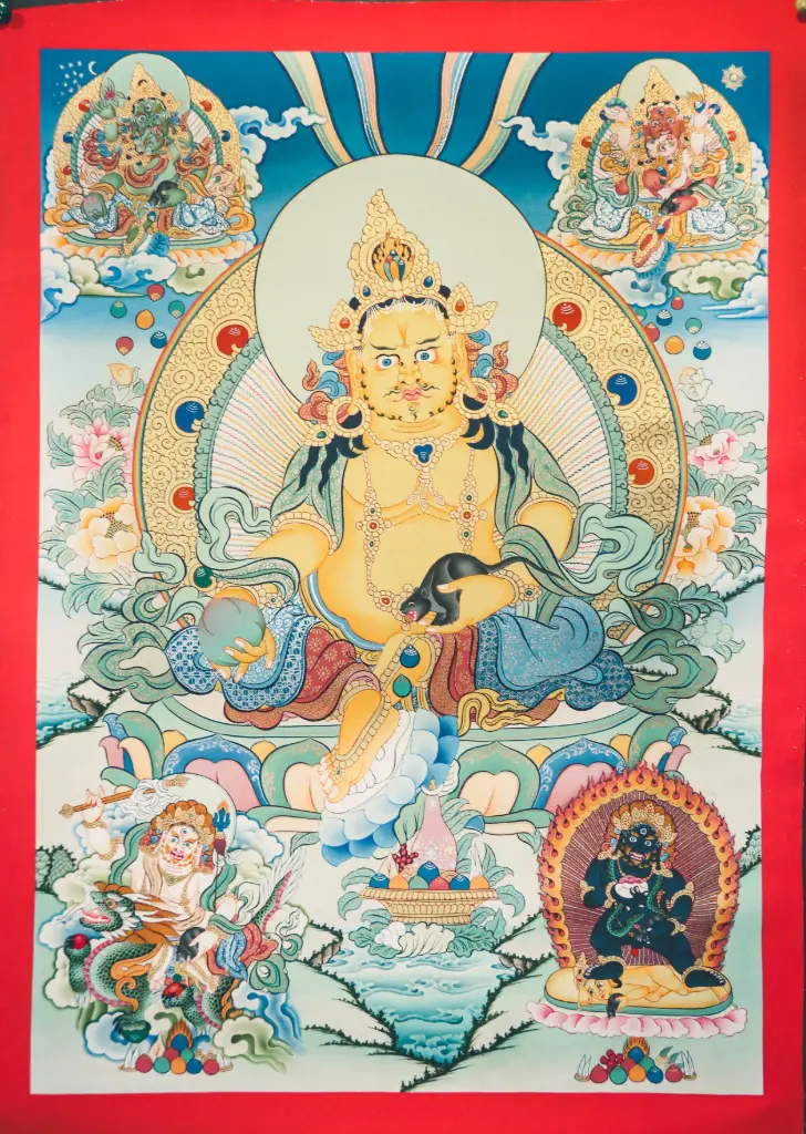 Five Jambhala Thangka – Menri Wealth Assembly