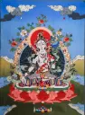 White Tara Thangka – Tibetan Silk Applique