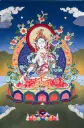 White Tara Thangka – Tibetan Silk Applique