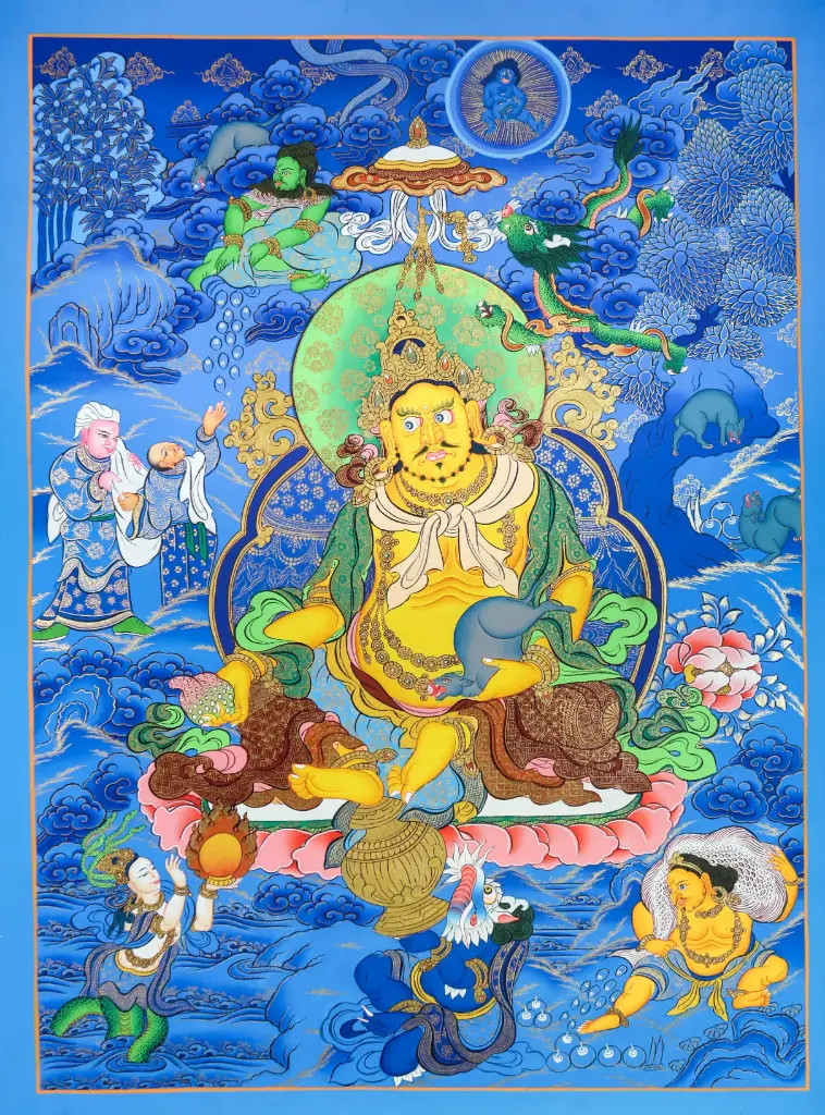 Yellow Jambhala Thangka – Azure Prosperity Assembly