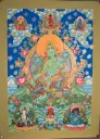 Green Tara Thangka – Floral Throne Assembly
