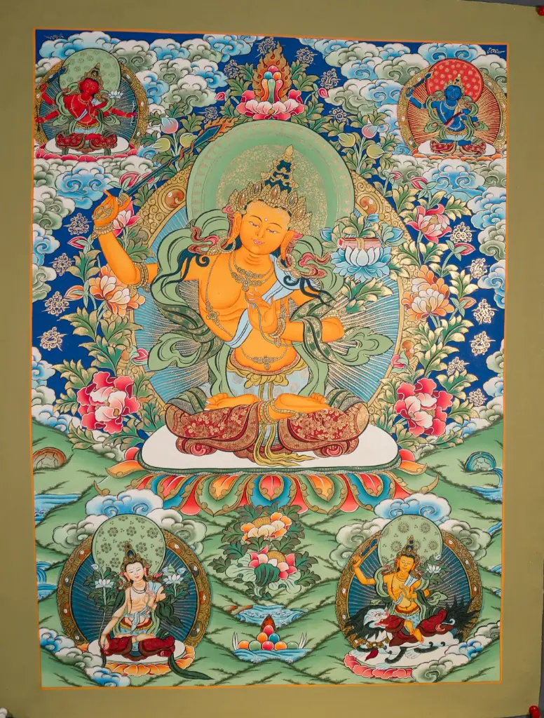 Arapachana Manjushri Thangka – Five Wisdom Assembly