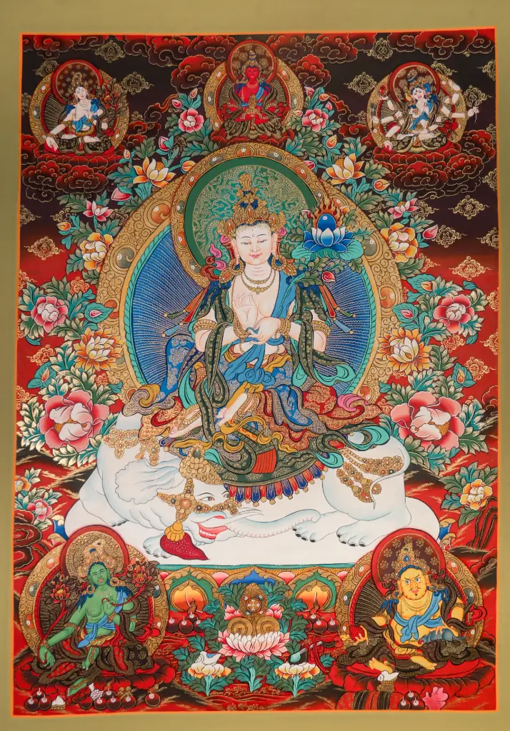 Samantabhadra Bodhisattva Thangka – White Elephant Marthang