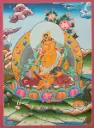 Yellow Jambhala Thangka – Green Menri Landscape – Tibetan Abundance Art