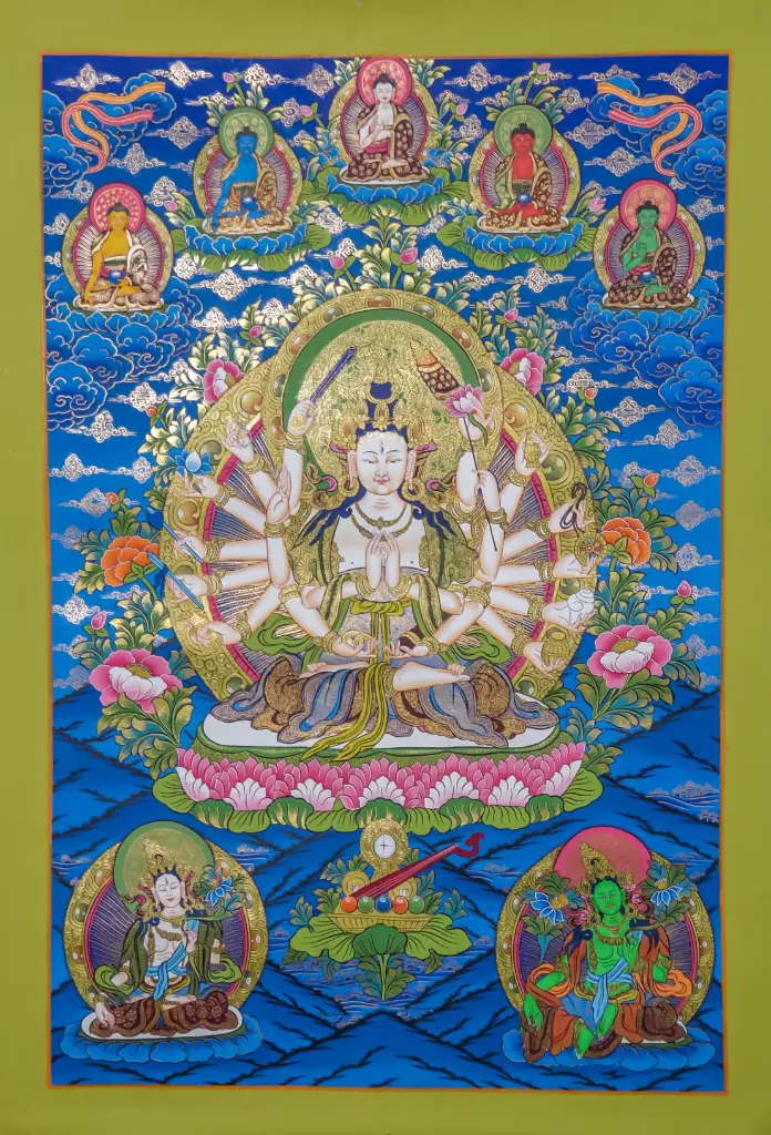 Lhamo Cunde Thangka – Blue Terrestrial Background