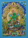Green Tara Thangka – Lion Throne Assembly 