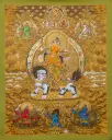 Manjushri (Mañjughoṣa) Thangka – White Lion Rider