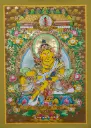 Yellow Jambhala Thangka – Amitabha Blessing Above – Wealth Guided by Compassion