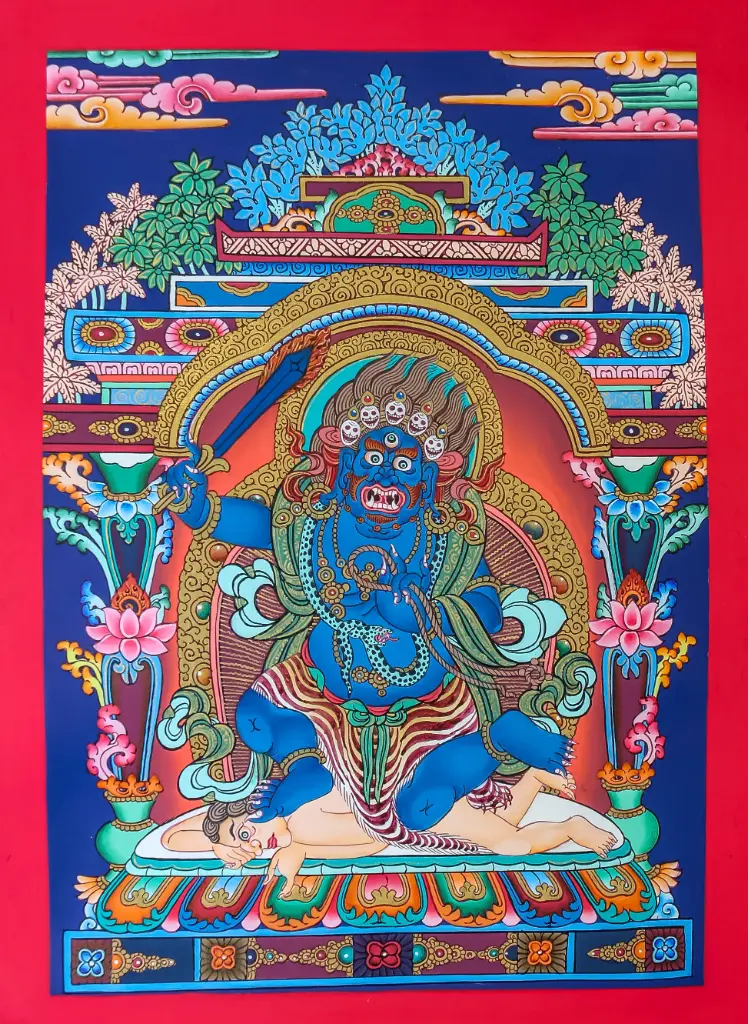 Acala Thangka – Wrathful Fire Background – Immovable Protection 