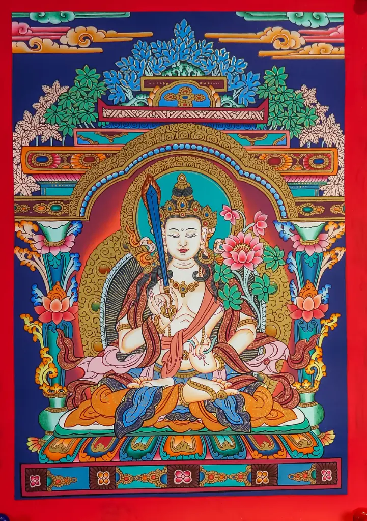 Akashagarbha Thangka – Blue Sword and Palace – Vast Space of Wisdom