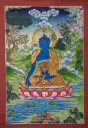 Medicine Buddha Thangka – 24K Gold Detail – Radiance of Lapis Light