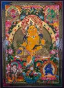 Yellow Jambhala Thangka – Five Jambhala Assembly – Wealth Rooted in Wisdom