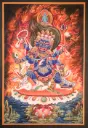 Six-Arm Mahakala Thangka – Akshobhya Buddha Wisdom – Newari Gold