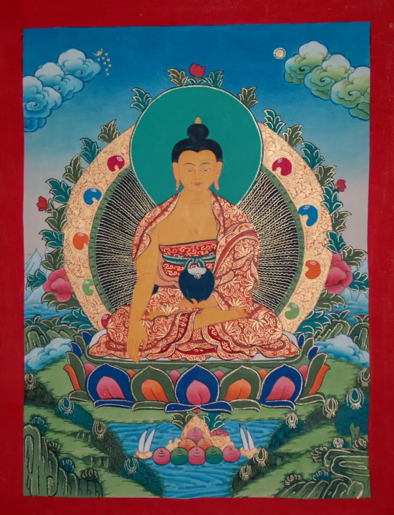 Shakyamuni Buddha Thangka – Menri Green Landscape