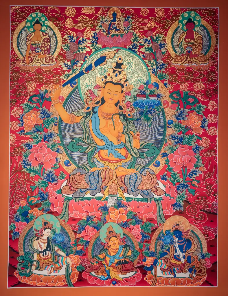 Aparacana Manjushri Thangka – Red Menri – Assembly of Wisdom 
